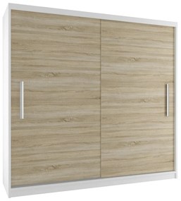 Šatníková skriňa 200 cm Belini biely mat / dub sonoma s posuvnými dverami  SI SZP1/2/W/DS/0/AL