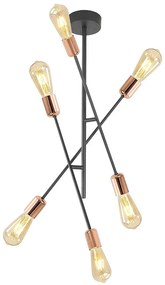 Klausen KL106005 - Luster na tyči STRAIGHT 6xE27/15W/230V čierna/medená