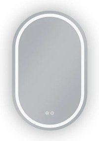 Erga Lyra, oválne LED zrkadlo 50x80cm, 3 farby svetla, predné a zadné osvetlenie, vyhrievacia podložka proti zapareniu, ERG-V01-Lyra-5080-CL