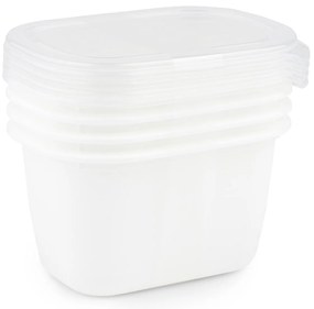 Plastové dózy do mrazničky, Rotho FREEZE, biela, sada 4 x 0,75l (16x11x14)