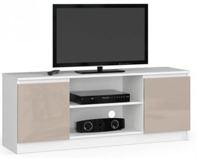 Stolík pod TV RTV 140 2D 1P biely / cappuccino, lesk