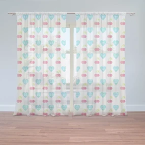 Sablio Záclony Čerešne a srdce: 2ks 150x250cm
