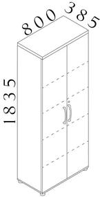 Vysoká skriňa Visio LUX 80 x 38,5 x 183,5 cm, orech
