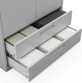 Modulárna kovová multifunkčná skriňa s dvoma zásuvkami sivá MEGAN 1950 x 900 x 400 mm