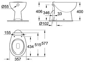 GROHE Bau Ceramic - Stojace WC, alpská biela 39431000