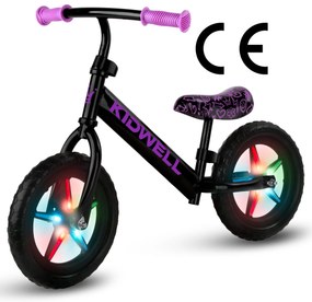 Kidwell Rebel LED balančný bicykel pre deti – LED ráfiky, EVA kolesá 28 cm, bez batérií