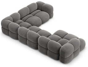 Sivá zamatová rohová pohovka (pravý roh/do tvaru "U") Loretto – Cosmopolitan Design