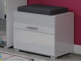 Predsieňová lavica s botníkom Linus, biela lesk%