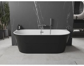 Mexen Oval, voľne stojaca nástenná vaňa 180 x 80 cm, biela-čierna, grafitový prepad, 52671808075-66