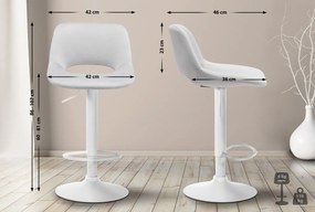 2x Barová stolička Camden - zamat, biely rám Svetlo sivá