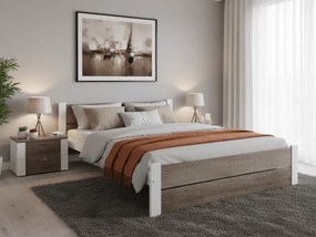 Posteľ IKAROS DOUBLE 160 x 200 cm, biela/dub hľuzovka Rošt: Bez roštu, Matrac: Bez matraca