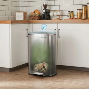 Odpadkový kôš s pomalým zatváraním TIDY, 50l, strieborná SongmicsHome