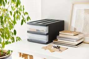 DUO M - Box s 2 zásuvkami (A4), úložný box výsuvný, antracit, Rotho SYSTEMIX