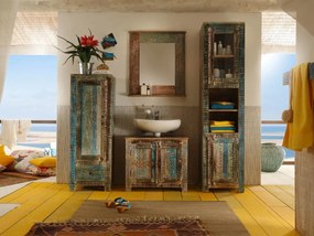 furniture-nabytek.cz - Masívna kúpeľňová vysoká skrinka Blue Lagoon z mangového dreva, lakovaná, farebná – 45×40×188 cm