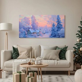 Vianočný obraz čarovná zimná dedinka