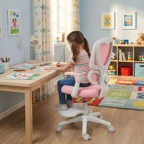 Detská otočná stolička Neoseat JUNI 023 — látka, prateľný poťah, ružová