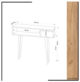 Konzolový stolík Kiogi 100 cm biely/hnedý