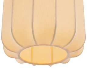 Japandi stojaca lampa čierna so zlatým a béžovým tienidlom - Pluni