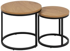 Actona Set príručných stolíkov Spiro (2 ks) - dub divoký / čierna