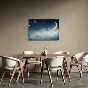 Sklenený obraz - Mesiac s hviezdami (70x50 cm)