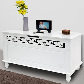 Casaria Drevená truhlica JERSEY, 80x40x48cm, biela