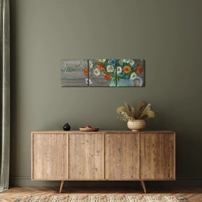 Obraz - Lúčne kvety, olejomaľba (s hodinami) (90x30 cm)