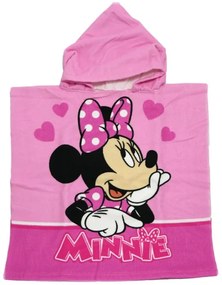 Kúpacie pončo - osuška s kapucňou Minnie Mouse - Disney - vyrobené z mikrovlákna - 100 x 50 cm