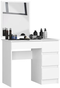 Kozmetický stolík so zrkadlom T-6 90x50 cm biely pravý