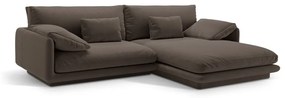 Hnedá zamatová rohová pohovka (pravý roh/s leňoškou) Torino – Micadoni