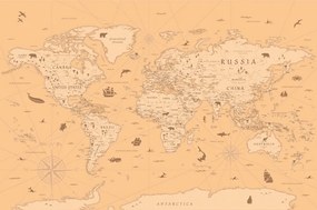 Samolepiaca tapeta mapa sveta s historickým nádychom