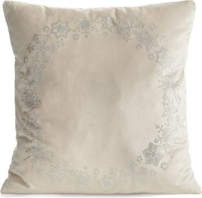 VIANOČNÁ DEKORAČNÁ OBLIEČKA NA VANKÚŠ ICY 45X45 CM BÉŽOVÁ