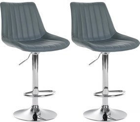 Design-Shop 2x Barová stolička Toni - koženka, chróm rám - Sivá