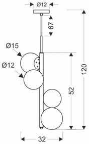 Luster na lanku CORDEL 4xG9/20W/230V zlatá