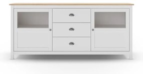 Biela nízka komoda z borovicového dreva 180x80 cm Misti – Marckeric