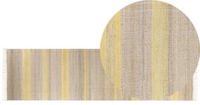 Jutový koberec 80 x 300 cm béžová/žltá TALPUR Beliani