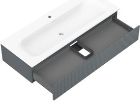 Mexen Rivel, kúpeľňová skrinka 120 cm s umývadlom Vela, 1 zásuvka, drážkovaná, grafitová matná/biela matná, 91A20-12023-1-BF66-W23M0