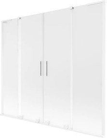Mexen Velar L Duo, 2-krídlová posuvná vaňová zástena 200 x 150 cm, 8mm sklo námraza, biela matná, 896-200-003-32-20