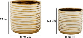 Sada 2 ks keramických obalů na květináče Blom bílo-zlatá