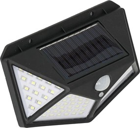 Exteriérové solárne nástenné LED svietidlo Batman, 1x LED 3w, čierna, pohybový senzor
