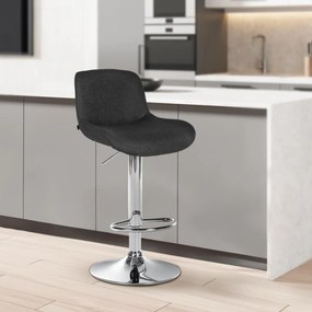 Barová stolička Solon - látka, chróm rám - čierna