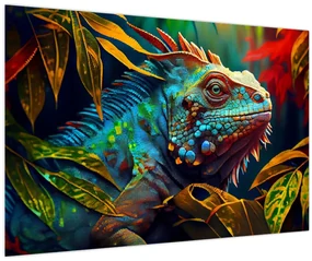 Obraz - Farebný leguán (90x60 cm)