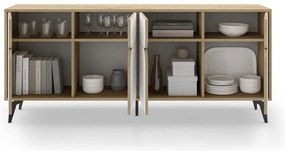 Nízka komoda v dekore duba v bielo-prírodnej farbe 185x79 cm Nola – Marckeric