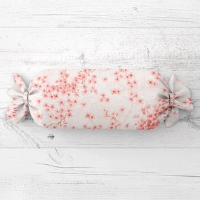 Biante Vankúš valec bonbon Sandra SA-633 Ružové čerešňové kvety na bielom 15x40 cm