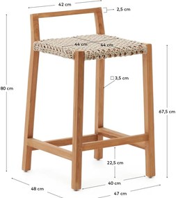 Drevená záhradná barová stolička v prírodnej farbe Giverola – Kave Home