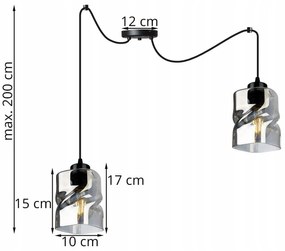Závesné svietidlo NIKI SPIDER, 2x sklenené tienidlo (mix 3 farieb)