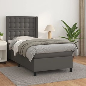 Boxspring posteľ s matracom sivá 100x200 cm umelá koža 3132487