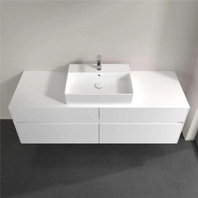 VILLEROY &amp; BOCH Collaro závesná skrinka pod umývadlo na dosku (umývadlo v strede), 4 zásuvky, 1600 x 500 x 548 mm, Glossy White, C13400DH