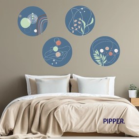 PIPPER. Kolekcia kruhových nálepiek "Abstrakt" Farba: Modrá