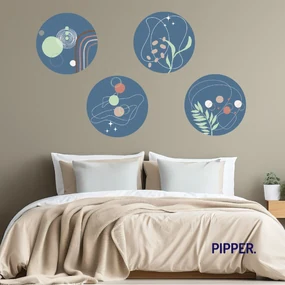PIPPER. Kolekcia kruhových nálepiek "Abstrakt" Farba: Modrá