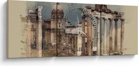 Obraz - Forum Romanum, Rím, Taliansko (s hodinami) (90x30 cm)
